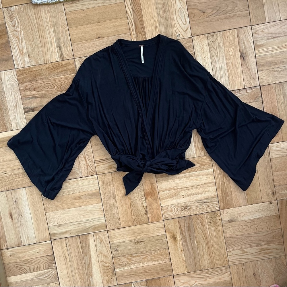 Free People Black wrap shirt